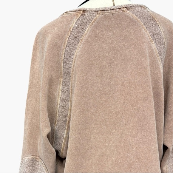 Wrap London Tan Hemp Cotton Tunic Sweatshirt Zip Hem Size 8 Medium Casual Boho - Picture 6 of 11